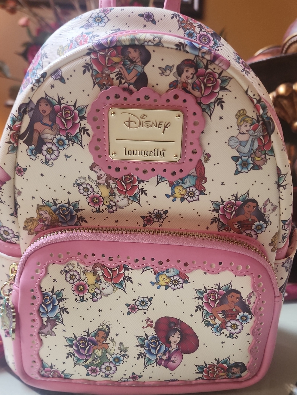 Loungefly Disney Princess Tattoo All Over PrinT Double Strap Backpack NWOT
